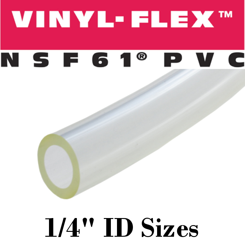 1/4" ID x 3/8" OD ATP Vinyl-Flex PVC Food Grade Tubing 10' Clear 