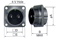 Receptacle S Type with Male Contact Square Flange