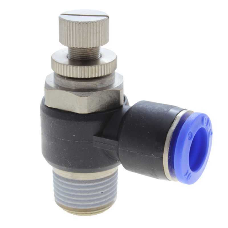 Sydien 5 Pcs 6mm Tube to M5 Male Thread Push in to Connect Fittings Pneumatic Flow Speed Control,Air Flow Control Valve